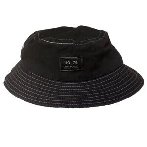 Urban Outfitters UO-76 Black Bucket Hat With White Stitching Festival Coastal
